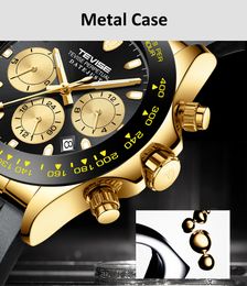 Mens Fashion Brand TEVISE Watch Automatic Mechanical Watch Male Silicone Multifunction Sport Clock Relogio Masculino244b