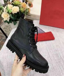 Luxury New Womens Lace Up Ankle Martin Army Autumn Winter Boots Cow Leather Shoes Zip Original Box Size 35-41