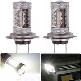 2PCS H7 16LEDS SMD 2828 80W 6500K -7000K LED Fog Bulb Headlight for Car DC12-24V