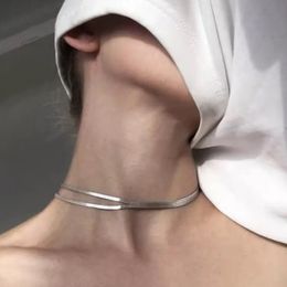 Hip hop Ins Cold Wind Double-layer Necklace Knobbly Advanced Design Sense Choker Pendant Temperament 925 Sterling Silver For Party Gifts