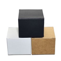 100pcs/lot Foldable White Kraft Paper Box for Face Cream Packing Black Paperboard Boxes Jewelry Package Ointment Bottle Box