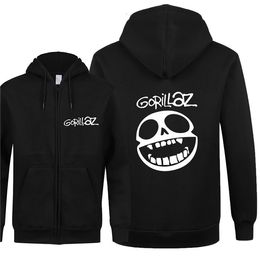 Fashion-Hot Gorillaz Rock Band Rap Hip Hop Sweatshirt Spring Autumn Fleece Sweatshirts Men Zipper Hoodies Casual Music Men Cotton clothe