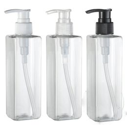 (20pcs/lot)250ml Square transparent screw lotion pump bottle 250cc shower gel packaging container PET bottle with dispenser