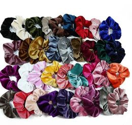 2020 50 colors Headbands Girls Solid Color Velvet Elastic Ring Hair Ties Accessories Fashion Ponytail Holder Hairband Rubber Band Scrunchies