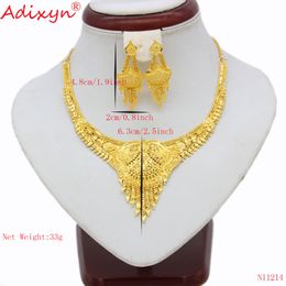 Sets Adixyn Dubai Tassel Necklace Earrings Set Jewelry For Women/Girl Gold Color African/Ethiopian/India Wedding/Party Jewelry N11214