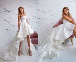 2020 Eva Lendel Hi Lo Wedding Dress Lace Cascading Ruffles Plus Size Wedding Dresses Bridal Gowns