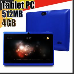 168 Allwinner A33 7 "Android Tablet Q88 Quad Core Android 4.4 512MB / 4GB Dual Câmeras 9 Cor Bluetooth Melhor Baterias Lanterna C-7PB