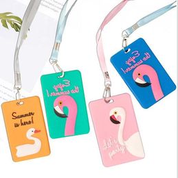 Cartoon Candy card holder Colourful students bus card case lanyard plastic work ID Neck Strap Card Bus holders work cards
