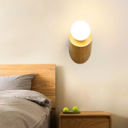 Nordic designer modern minimalist personality fashion creative wooden bedside corridor bedroom bathroom aisle decorative wall lamps