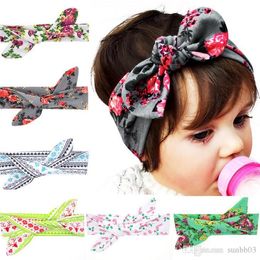 New Europe Fashion Baby Head Bands Bunny Ear Knot Floral Pattern Infant Headband Kids Hair Band Headwear Children Hair Accessory A681