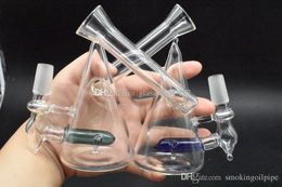 High quality Mini Bong Thick Dab Rig Bubbler Oil Rig Heady Glass Dab Rigs 14mm male Beaker Water Pipe Small Bong Recycler Pyrex Water Bongs