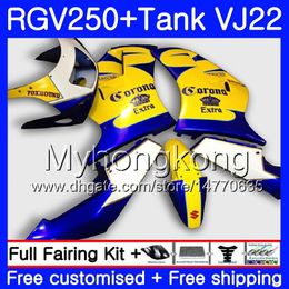 Body +Tank For SUZUKI VJ21 RGV250 88 89 90 91 92 93 307HM.23 RGV-250 VJ22 RGV 250 Blue HOT hot 1988 1989 1990 1991 1992 1993 Fairing kit