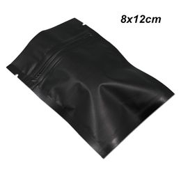 8X12cm Black Matte Flat Aluminium Foil Reusable Foil Bags Food Grade Mylar Foil Resealable Dry Food packaging Pack Pouch with zipper
