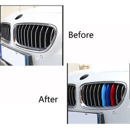 Car Styling 3D M Front Grille Trim Sport Strips Cover Motorsport Stickers For BMW 1 3 5 7 Series X3 X4 X5 X63051