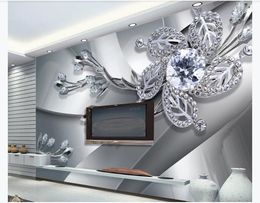 Personalizzato 3d murale carta da parati foto carta da parati metallo freddo con texture diamante 3D gioielli soggiorno TV sfondo murale carta da parati per pareti