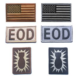 Usa American Flag Eod Tactical Us Army Morale Military Badge Patch Embroidered Patches Tactical Badges Fabric Armband Stickers 100set