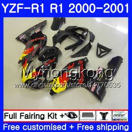 Body For YAMAHA YZF 1000 YZF R 1 YZF-1000 Black yellow hot YZFR1 00 01 Frame 236HM.30 YZF-R1 00 01 Bodywork YZF1000 YZF R1 2000 2001 Fairing