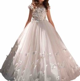 New Bohemian Lace Flower Girl' Dresses Floor Length Little Girls 'Wedding Party Dresses Bow Sash2089