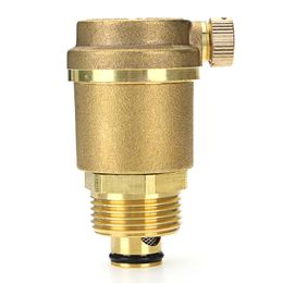 TMOK TK901 Brass Automatic Air Vent Valve Exhaust Safety Pressure Relief Valve for Water Heater HVAC Pipeline System - 1 Inch