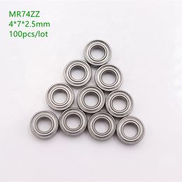 Free shipping 100pcs/lot MR74ZZ MR74 MR74Z 4*7*2.5 miniature deep groove ball bearings MR74-2Z 4x7x2.5 mm model bearing