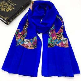 Wholesale-New design women's long scarf 100% silk Beautiful and fashion plain print letters pattern size 180cm - 63cm