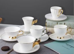 Promotional Gift Ceramic Cup Chain Hotel Restaurant Bone Porcelain Coffee Cup and Plate Set