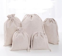 Linen Drawstring Pouch Bags Reusable Shopping Bag Party Candy Favor Sack Cotton Gift Packaging Storage Bags DHL SN2828