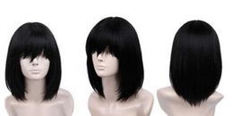 FREE SHIPPIN + + Touhou Project Shameimaru Aya Medium Length Black Cosplay Wig Short Long Bob Synthetic Wig