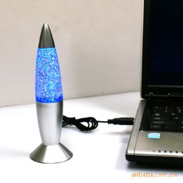 Multi couleur changeante 3D Rocket Lava lampe RGB LED Glitter Party Mood Night Light cadeau de Noël lampe de chevet