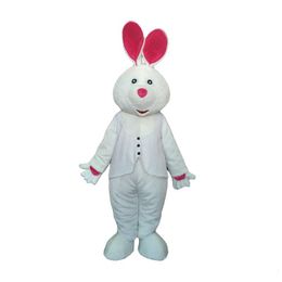 2019 hot sale Adult White Rabbit Mascot Costume Carnival Festival Commercial Advertising Party Dress With Fan In Head