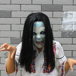 Maschera Sadako Maschere da diavolo di Halloween Costume cosplay Maschera da terrore spaventoso Halloween Vendetta Sadako Pullover Maschere da sposa spaventose per zombie