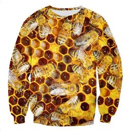 New Fashion Women /Mens Bee Funny 3D Print Crewneck Sweatshirt Jumper Women/Men Fashion Clothing XS039