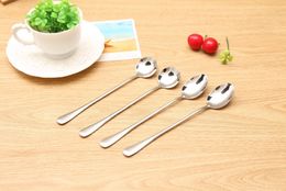 Stainless Steel Long Handle Spoon Coffee Latte Ice Cream Soda Sundae Cocktail Scoop Kitchen Home Coffee Spoons WB1402