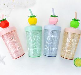 The latest 9OZ Drinkware summer plastic double-layer straw ice cup, cold glue and ice-cold mixing, support custom logo