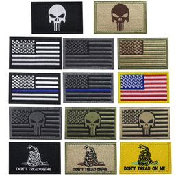 Bundle 100 pieces USA Flag Patch Thin Blue Line Tactical American Military Morale Patches Set for clothes with hook&loop