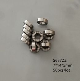 50pcs/lot ABEC-5 S687ZZ 7x14x5 stainless steel deep groove ball bearing S687 -2Z 7*14*5mm