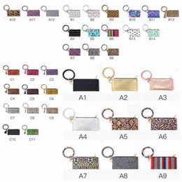 37 Styles PU Leather Phone Wallet O Key Rings Women Clutch Wristlet Bracelets Keychain Bracelet Key Chain Party Favor ZZA2366 50Pcs