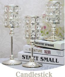 High Quality Crystal Candlestick Luxury Crystal Silver Wedding Deco Candle Holder Handmade Crystal Candle Holder Home Decorative ML003