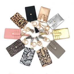 Fashion Personalised Monogram Pocket Clip Keychain New Design Hot Sale PU Leather Tassel ID Card holder Credit Card Wallet Keychains