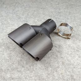 1 Piece Twill Grilled Matte Black Exhaust Pipe Fit for all cars Real Carbon Fibre Muffler Tip Tailpipe Nozzles