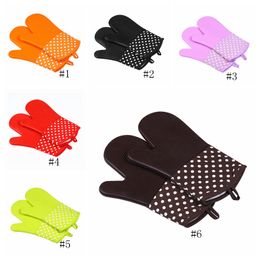 Microwave Oven Glove Heat Insulation Silicone Oven Gloves Slip-resistant Bakeware Kitchen Cooking Baking Tools Washing Gloves GGA3409-4