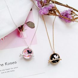 Japanese and Korean fashion popular childlike girl child heart dreams starry universe earth kitten student necklace accessories