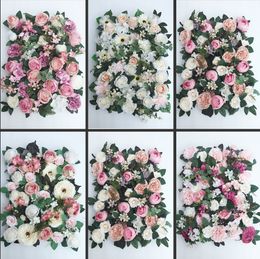 60x40cm Artificial silk flower Panels, Roses, Peonies, hydrangea floral backdrop for wedding party flower wall decoration