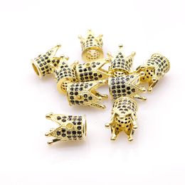 10pcs microinlaid zircon copper fittings crown real gold plating Colour preservation inlaid zircon crown bracelet accessories