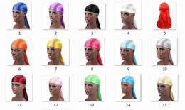 2019 New Fashion 15 Colour selection Men's Satin Durags Bandana Turban Wigs Men Silky Durag Headwear Headband Pirate Hat Hair Accessories