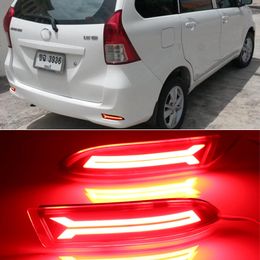 1Pair Car Reflector LED Rear Fog Lamp Brake Light Bumper Light Auto Bulb Decoration Lamp For Toyota Avanza 2015 2016 2017