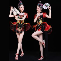 Women party Celebrate Costume Sexy Bodycon Traditional Chinese & Western Combined Ethnic Cheongsam Nightclub Work Pub stage wear Dance Dress