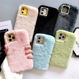 new Solid color furry 11 mobile phone shell plush winter XR protective cover 7plus shell max