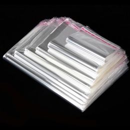 100PCS Storage Bags Transparent Self Adhesive Resealable Clear Cellophane Poly Bags OPP Seal Gift Packaging Bag Jewellery Pouch