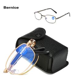 Горячие мужчины женщины бифокальные очки для чтения Пресбиопические очки прозрачные стеклянные линзы унисекс без оправы анти-синий свет очки